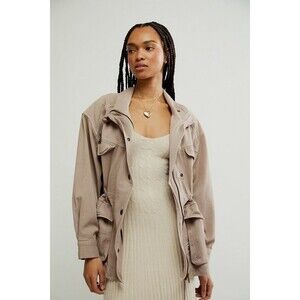Free People We The Free Arya Utility Jacket Top Zip-Up Cotton XL New 285783